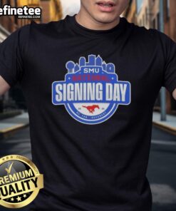 Good SMU Mustangs National Signing Day T-Shirt featuring team colors and logo, perfect for supporters celebrating recruits.