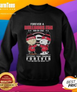 Alt Text: Cozy sweatshirt featuring Snoopy and Charlie Brown for Georgia Bulldogs fans, celebrating loyalty win or lose.