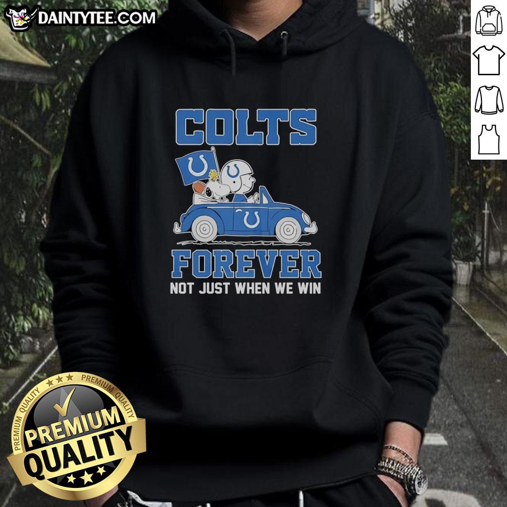 good-snoopy-and-woodstock-riding-indianapolis-colts-car-forever-not-just-when-we-win-hoodie Good Snoopy and Woodstock riding Indianapolis Colts car on 'Forever Not Just When We Win' hoodie, showcasing team spirit.