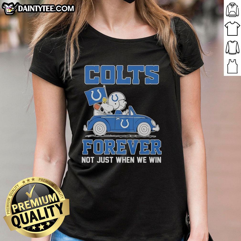 good-snoopy-and-woodstock-riding-indianapolis-colts-car-forever-not-just-when-we-win-ladies-tee Good Snoopy and Woodstock riding Indianapolis Colts car, perfect for fans. Ladies tee celebrating team spirit!