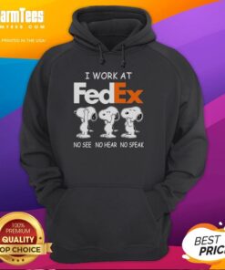 Good Snoopy I Work At FedEx hoodie featuring No See, No Hear, No Speak design, perfect for casual wear and dog lovers.