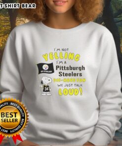 Alt Text: Good Snoopy sweatshirt for Pittsburgh Steelers die-hard fans, featuring a humorous design about passionate football discussions.