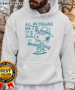 Alt Text: Good Snoopy Peanuts 'All My Dawgs Hate Ice' hoodie featuring Snoopy and friends in a playful design.