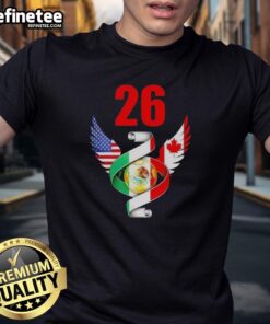 Good Soccer Cup 26 North American Soccer Tournament 2026 T-Shirt featuring vibrant flags and soccer-themed design.