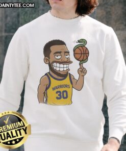 Cartoon sweatshirt featuring Steph Curry with a snake and basketball design, perfect for fans of Good Steph Curry.
