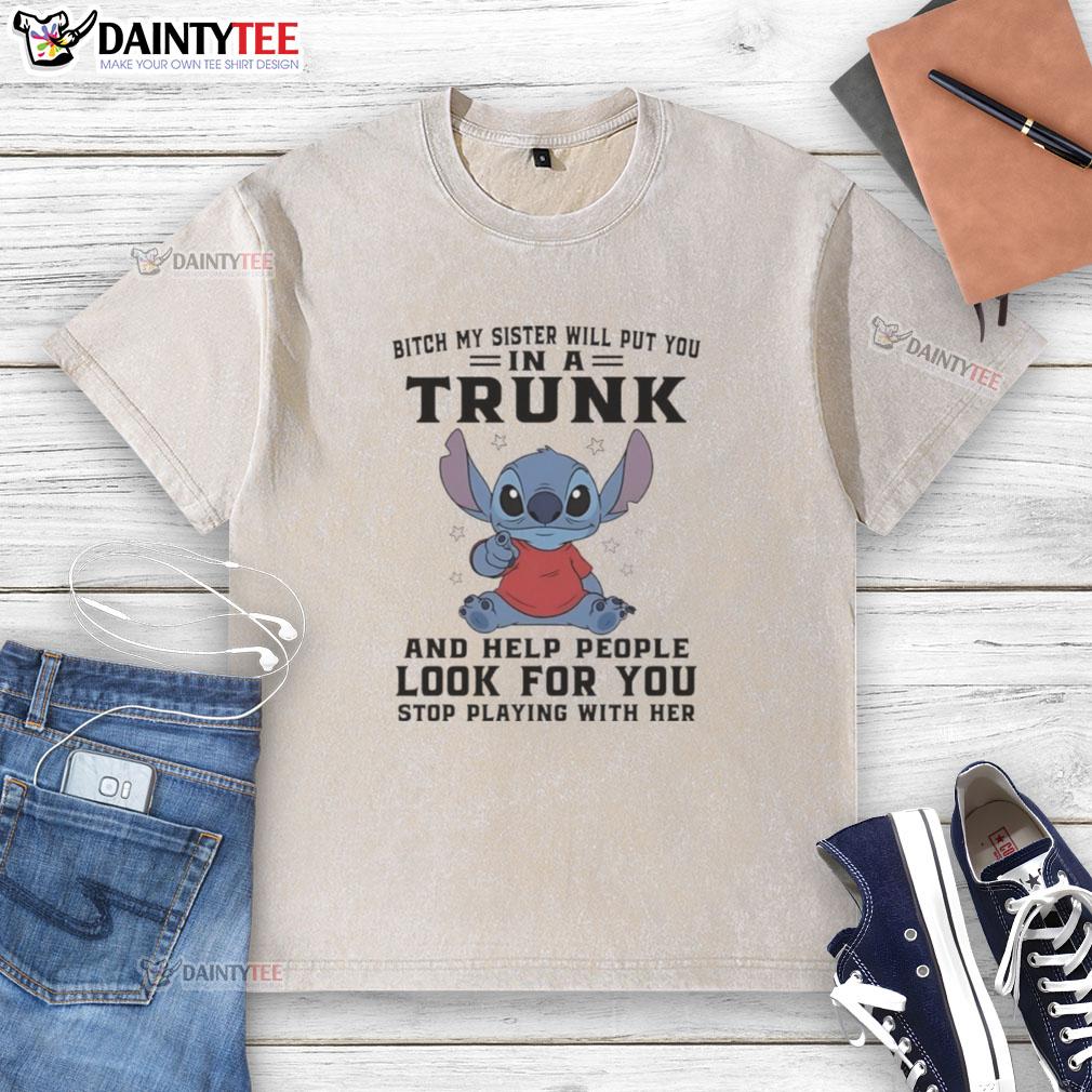 good-stitch-index-finger-bitch-my-sister-will-put-you-in-a-trunk-and-help-people-look-for-you-washed-t-shirt Good Stitch Index Finger Bitch T-Shirt featuring a humorous design, perfect for quirky fashion lovers.