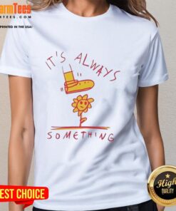 Good Sun Flower graphic on a ladies tee, featuring a cheerful design perfect for casual summer wear.