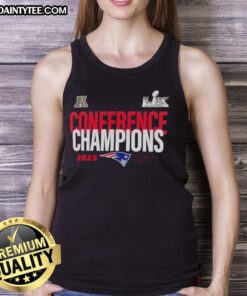New England Patriots tank top celebrating 2025 AFC Conference Champions for Super Bowl LX, perfect for fans.
