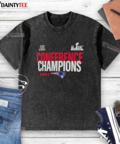 New England Patriots 2025 AFC Conference Champions washed t-shirt for Super Bowl LX, showcasing team pride and style.