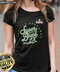 Good Super Bowl LX Seattle Seahawks 2025 NFC logo ladies tee featuring vibrant team colors and stylish design.