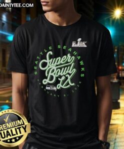 Good Super Bowl LX Seattle Seahawks 2025 NFC logo T-shirt featuring vibrant team colors and stylish design.