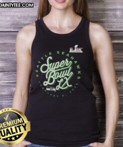 Good Super Bowl LX Seattle Seahawks 2025 NFC logo tank top featuring vibrant colors and team spirit design.