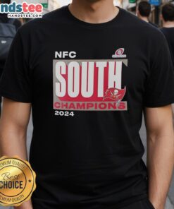 2024 Tampa Bay Buccaneers NFC South Champions T-Shirt, featuring bold team graphics and vibrant colors for fans.