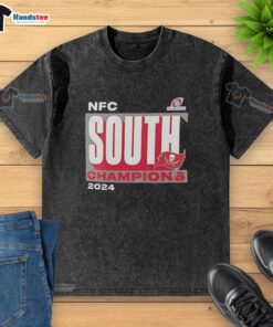 2024 Good Tampa Bay Buccaneers NFC South Champions washed t-shirt featuring team colors and logo for fans.