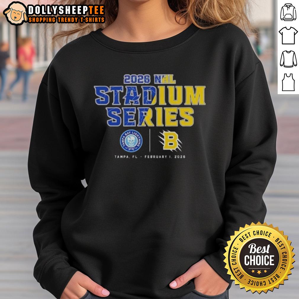 Good Tampa Bay Lightning 2026 Stadium Series Match Up Sweatshirt Alt Text: Good Tampa Bay Lightning 2026 Stadium Series Match-Up Sweatshirt featuring team logo and vibrant design.