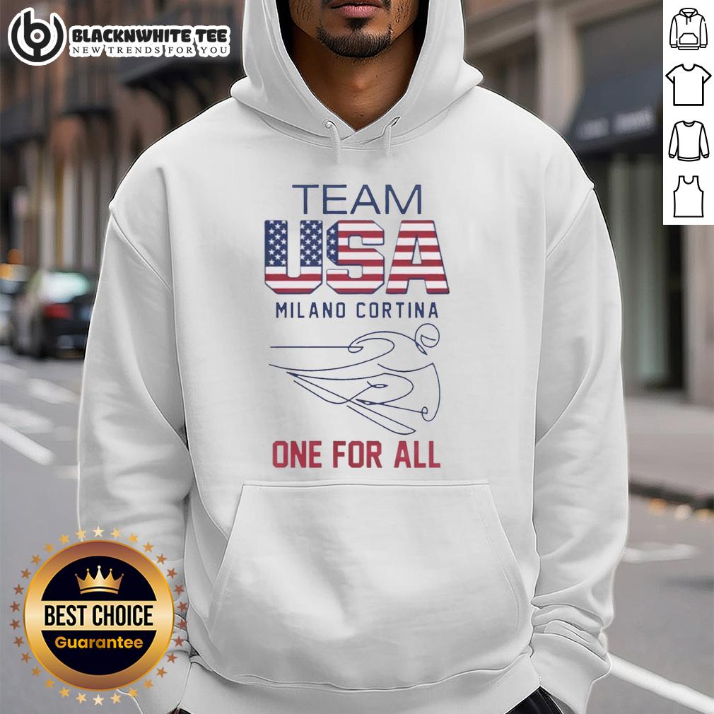 Good Team Usa Milano Cortina One For All To Olympics 2026 Logo And Flag Hoodie Good Team USA Milano Cortina 2026 Olympics logo and flag hoodie, featuring vibrant colors and a stylish design.