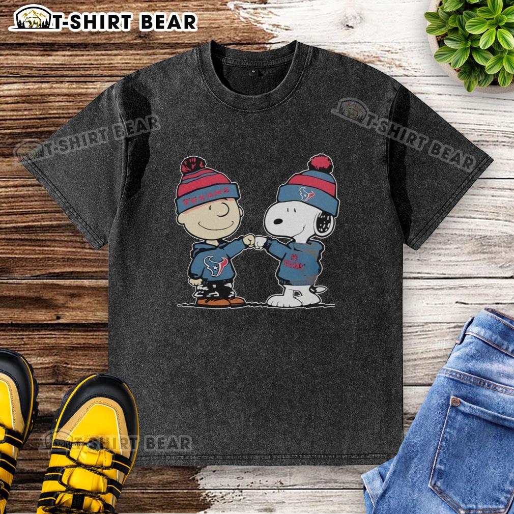 Good Texans Houston Outfit With Charlie Brown And Snoopy Of Peanuts Washed T-Shirt Good Texans Houston outfit featuring a Charlie Brown and Snoopy Peanuts washed t-shirt, perfect for casual style.