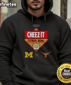 2025 Cheez-It Citrus Bowl hoodie featuring Texas Longhorns vs Michigan Wolverines design, perfect for game day fans.