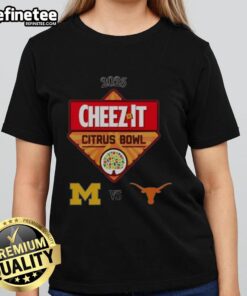 2025 Cheez-It Citrus Bowl Ladies Tee featuring Texas Longhorns vs Michigan Wolverines design for fans.