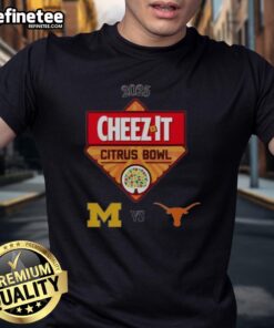 2025 Cheez-It Citrus Bowl T-Shirt featuring Texas Longhorns vs Michigan Wolverines design, perfect for fans.