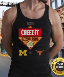 Good Texas Longhorns vs Michigan Wolverines 2025 Cheez-It Citrus Bowl tank top featuring bold team logos and vibrant colors.