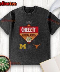 2025 Cheez-It Citrus Bowl washed t-shirt featuring Texas Longhorns vs Michigan Wolverines design for fans.