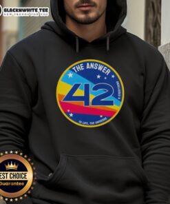 Alt Text: Good hoodie featuring 'The Answer is 42' design, a nod to life, the universe, and everything in pop culture.