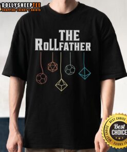 Good The Rollfather Dodecahedron Icosahedron T-Shirt featuring unique geometric designs for tabletop gaming enthusiasts.