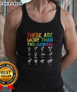 LGBT colors tank top featuring 'Good, There Are More Than Two Genders' message promoting gender diversity.