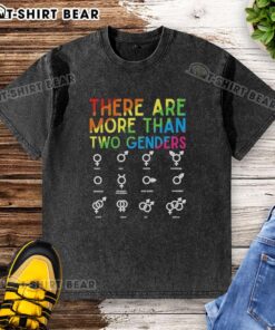Good There Are More Than Two Genders LGBT Colors Washed T-Shirt showcasing vibrant rainbow colors and inclusive message.