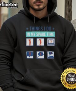 Golfer wearing a hoodie with 'Good Things I Do in My Spare Time' design on a golf course.