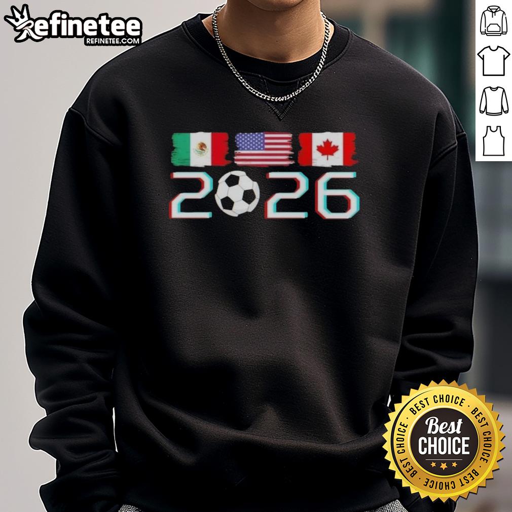 good-united-2026-soccer-cup-north-america-emblem-flags-sweatshirt Alt Text: Cozy sweatshirt featuring the Good United 2026 Soccer Cup North America emblem and flags, perfect for soccer fans.
