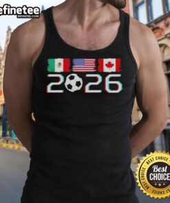 Good United 2026 Soccer Cup North America emblem on flags design tank top for soccer fans.