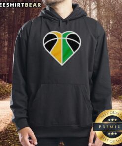 Good Utah Jazz Basketball Heart Logo Hoodie featuring vibrant colors and team spirit design for fans.
