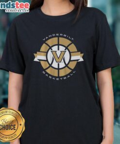 Vanderbilt Commodores basketball classic circle ball logo on a ladies tee, perfect for fans and sportswear enthusiasts.