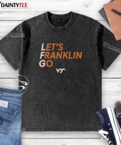 Alt Text: Good Virginia Tech Hokies LFG Let's Franklin Go washed t-shirt featuring bold team colors and logo design.