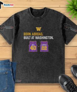 Alt Text: Good Washington Huskies jersey t-shirt featuring Schrempf and Welp, perfect for fans born abroad.