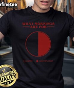 Good Morning Coffee Contemplation Pie T-Shirt featuring a whimsical design perfect for coffee lovers and casual wear.