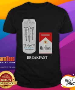 Good White Monster Marlboro Red Cigarette Breakfast T-Shirt featuring bold graphics and a casual design for smokers.
