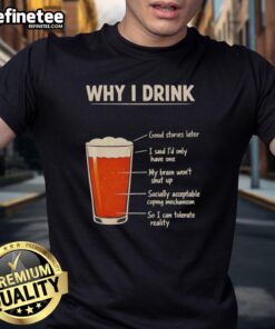 Good Why I Drink T-Shirt featuring a humorous quote about drinking, perfect for casual outings and gift ideas.