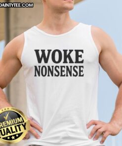 Good Woke Nonsense Tank Top featuring bold graphic design, perfect for casual wear and expressing unique style.