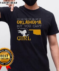 Girl wearing 'You Can Take This Girl Out Of Oklahoma' t-shirt, showcasing Oklahoma pride and style.