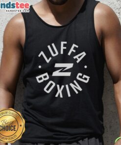 Man wearing a Good Zuffa Boxing Ring Walk tank top, showcasing a stylish design for boxing enthusiasts.