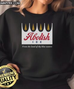 Happy Abolish ICE sweatshirt featuring a vibrant design, perfect for promoting social justice and human rights.
