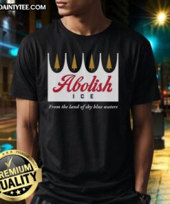 Happy Abolish Ice T-Shirt design featuring vibrant colors, perfect for supporters of the Land of Sky Blue Waters movement.