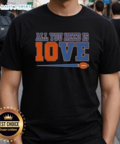 Happy All You Need Is 10 Love Denver Broncos Bo Nix Football Signature T-Shirt featuring vibrant design and team spirit.