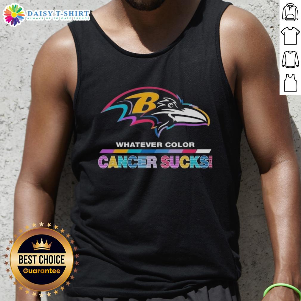Happy Baltimore Ravens Football Whatever Color Cancer Sucks Logo Colors Tank Top Happy Baltimore Ravens Football tank top featuring colorful 'Cancer Sucks' logo, perfect for fans and cancer awareness.
