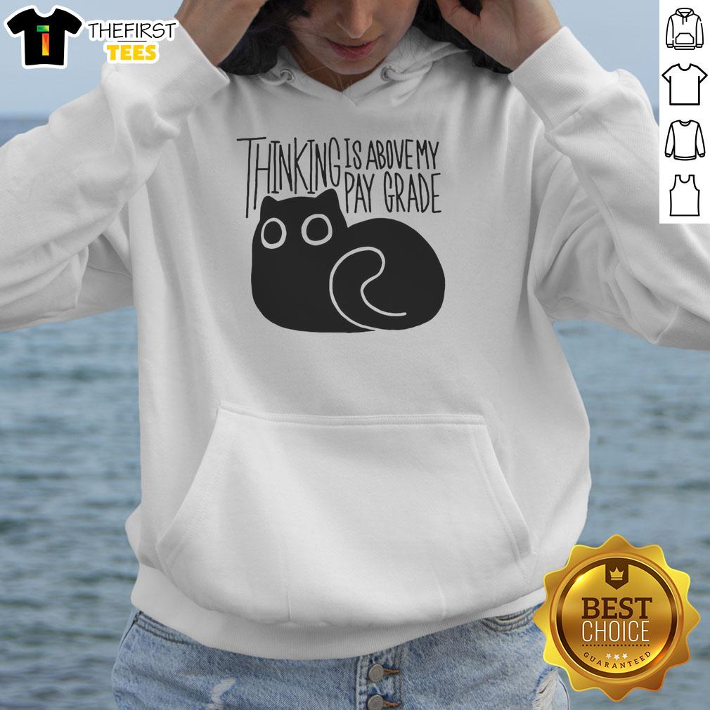 happy-cat-thinking-is-above-my-parade-hoodie Happy cat in a cozy hoodie with 'Thinking Is Above My Parade' print, perfect for cat lovers and comfy fashion enthusiasts.
