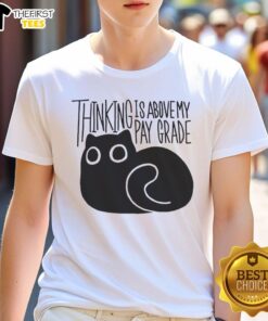 Happy cat thinking is above my parade T-shirt design featuring a playful feline with colorful parade elements.