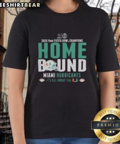 Alt Text: Ladies tee celebrating Miami Hurricanes 2026 Vrbo Fiesta Bowl Champions, showcasing vibrant colors and team pride.